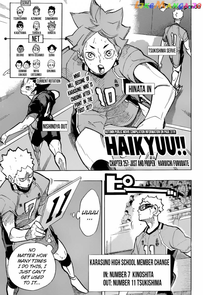 Haikyuu!!, Chapter 257 image 01